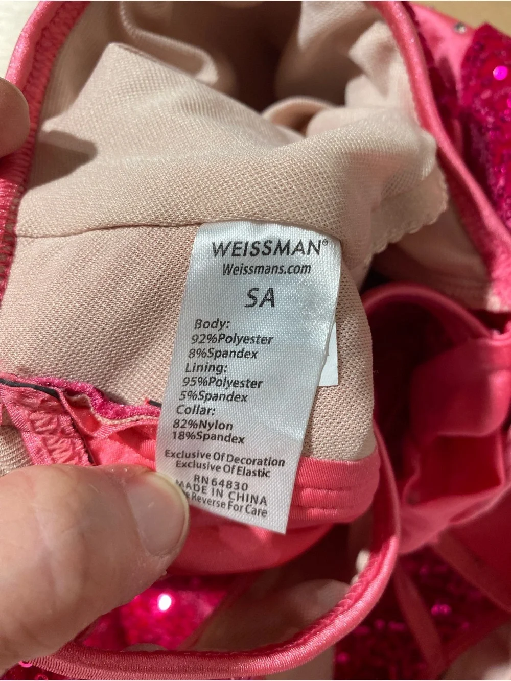 Weissman’s Sparkling Hot Pink Sequin Halter Dance  Leotard Size SA (RI)